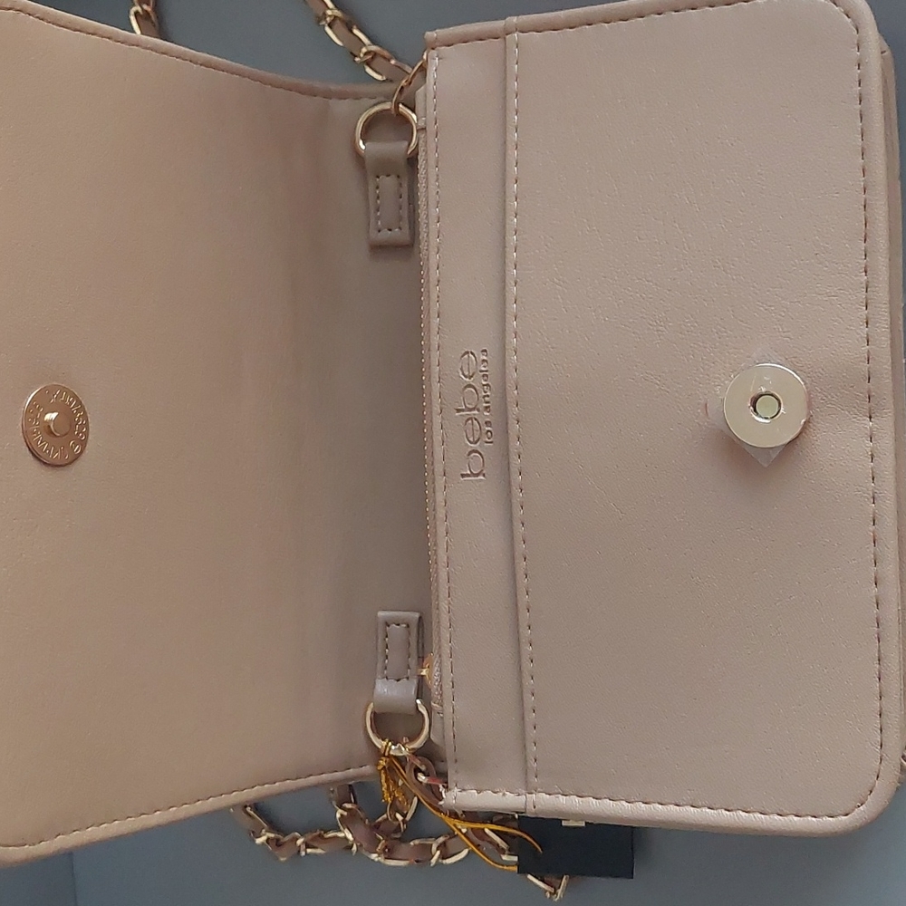 Bebe Zaza Flap Quilted Crossbody Beige - Picture 9 of 10